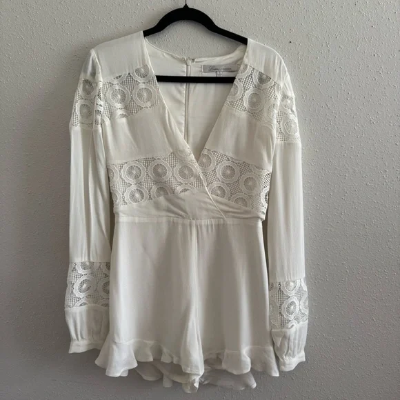 Lovers + Friends Jesse Crochet White Romper - Picture 4 of 11